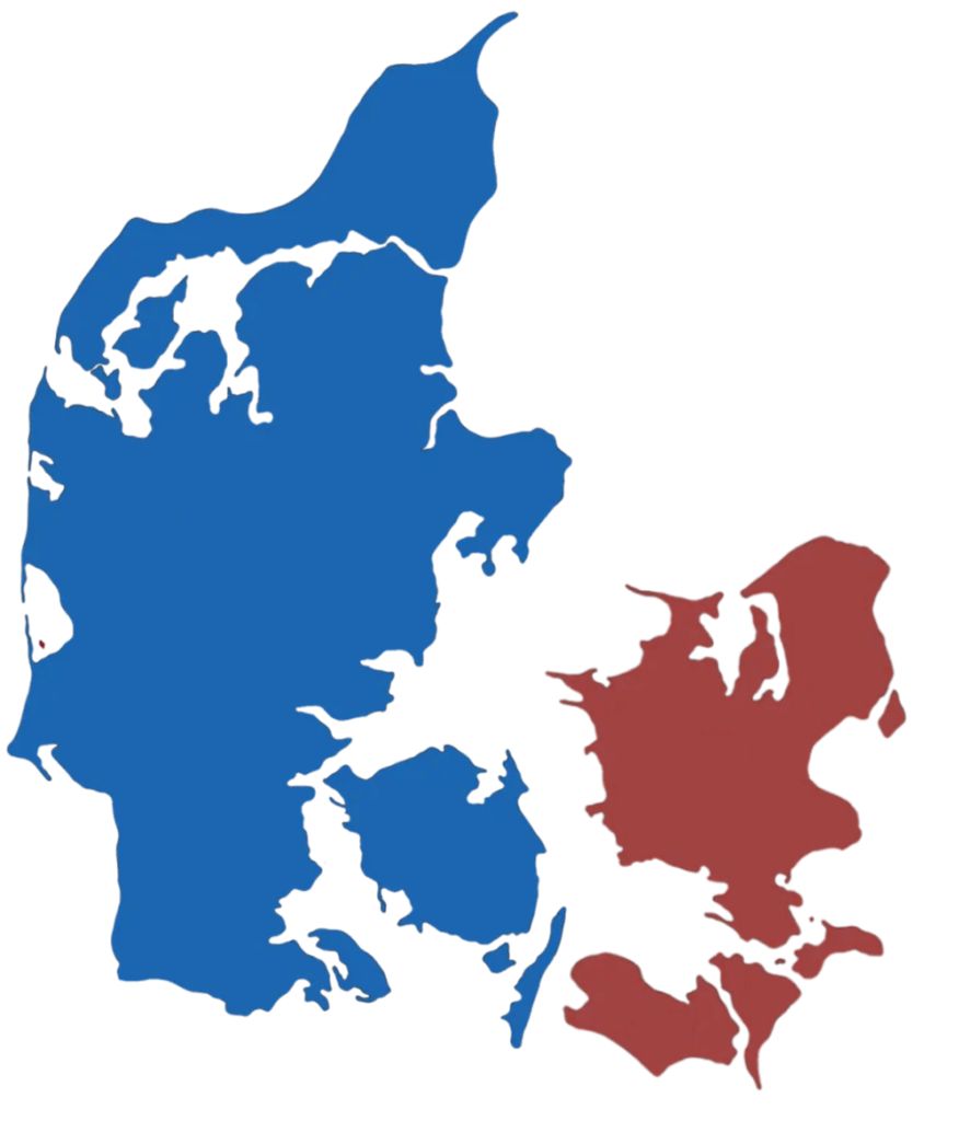 Kort over Danmark med dækningsområde